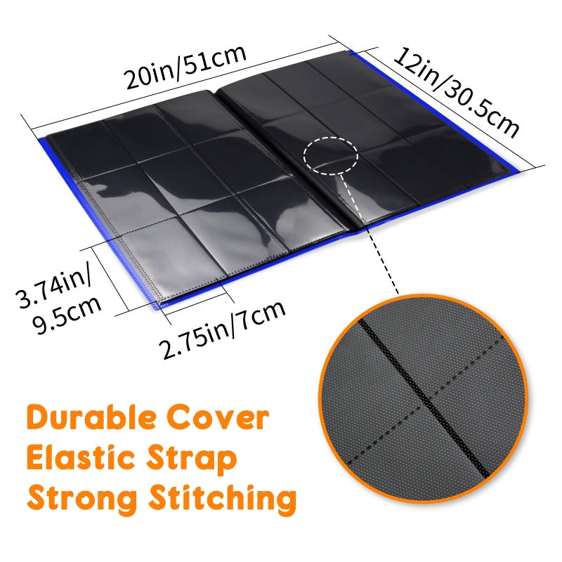 KIOEEE Dark Blue Card Binder 9 Pocket, PP Cover Trading Card Binder for 360 Cards, Sturdy Card Collection Album, Card Holder Folders for MTG, TCG, Game Cards & Sports Cards - Image 2